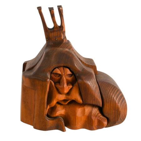 Signed Hand-Carved Wooden King