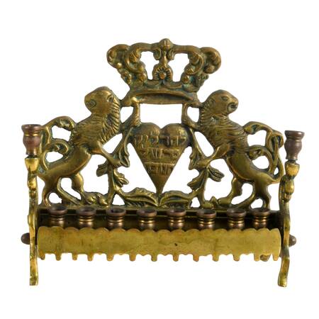 Antique Brass Hanukkah Menorah