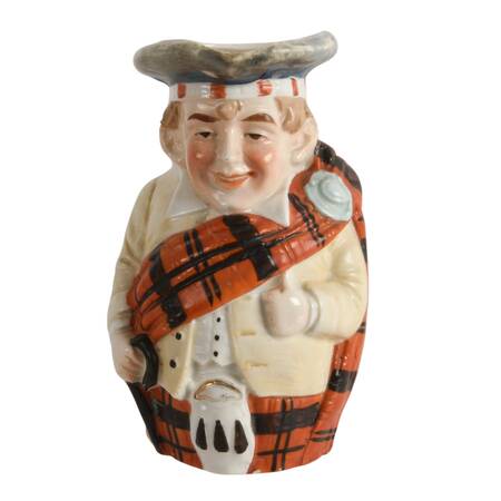 Scotsman Character Porcelain Jug Attributed to Schafer & Vater