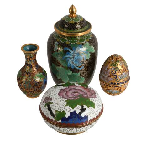 Enameled Quartet: A Four-Piece Cloisonné Collection