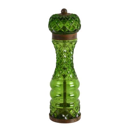 French Absinthe-Green Cut Crystal Pepper Grinder
