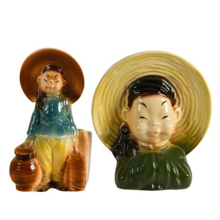 Pair of Retro Royal Copley Pottery Vase and Wall Pocket
