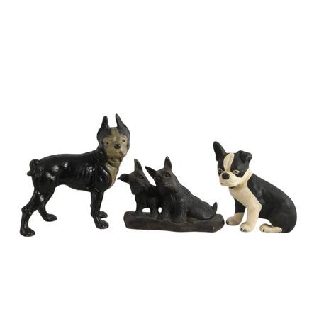 Trio of Cast Iron Dog Doorstops