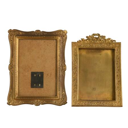 Pair of Ornate Gold-Tone Standing Photo Frames