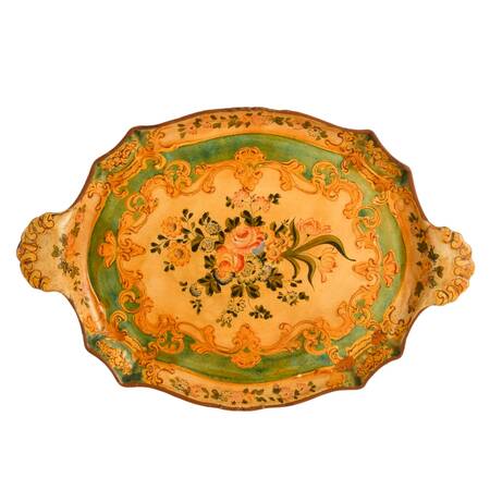 Vintage Hand-Painted Japanese Florentine-Style Tray