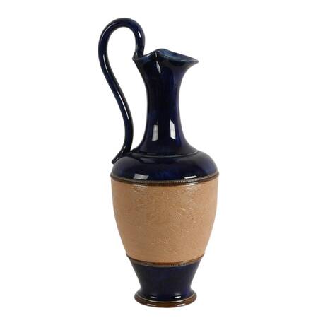 Antique Royal Doulton Slater Pattern and Cobalt Glaze Stoneware Jug