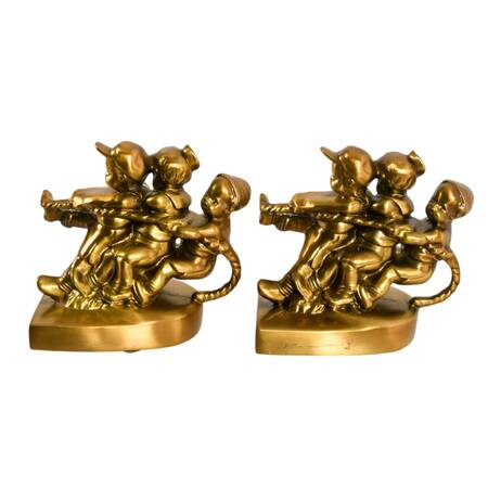 Pair of PM Craftsman Brass Tug of War Bookends