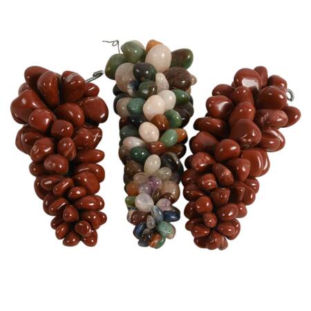 Vintage Semi-Polished Stone Grape Clusters; Including Two Red Jasper