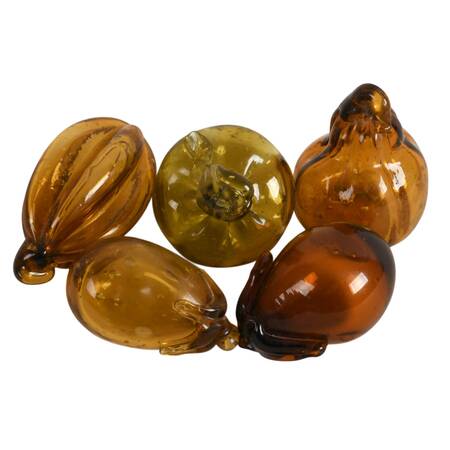 Murano-Style Amber Glass Collection of Five Fruit