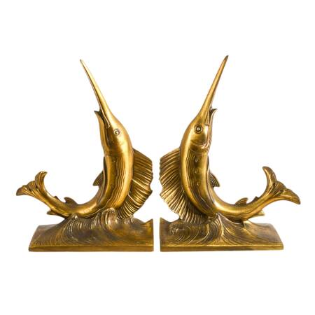 Philadelphia Manufacturing Company Brass Marlin Bookends