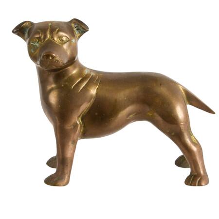 Mid-Century Solid Brass Bull Terrier Dog Doorstop