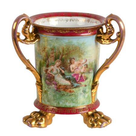 Antique Victoria Austria Hand-Painted Porcelain Loving Cup