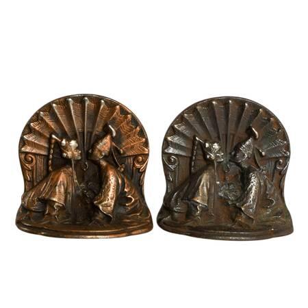 Art Deco Bronze Siam Kissing Couple Bookends