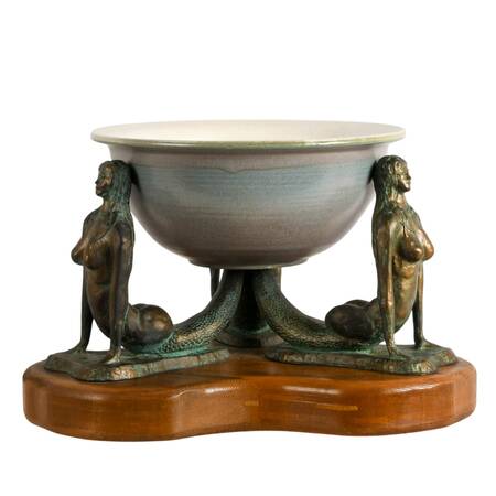 Mermaid-Themed Foam Resin and Ceramic Decorative Bowl