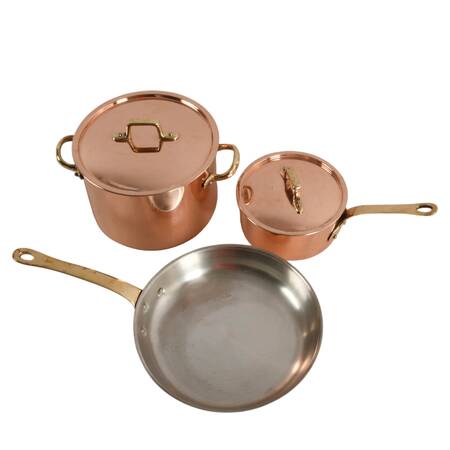 Trio of Portuguese Copper Cookware Pots