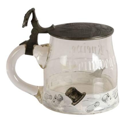 Antique German Half Liter Hand-Blown Glass Beer Stein