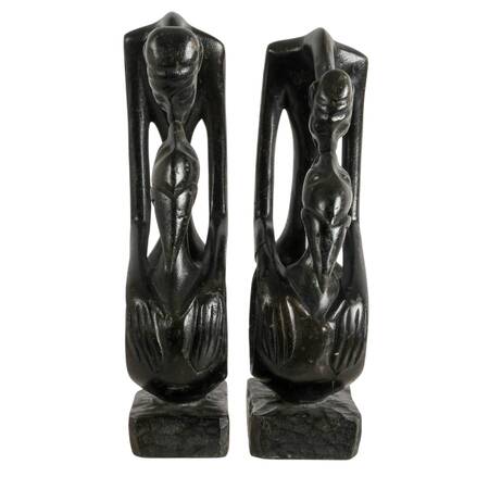 Hand-Carved African Wooden Bookends