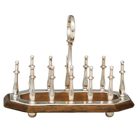 Antique Victorian Silverplate Oak Toast Rack