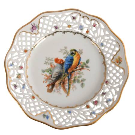 Antique Schumann Arzberg Hand-Painted Pierced Porcelain Plate