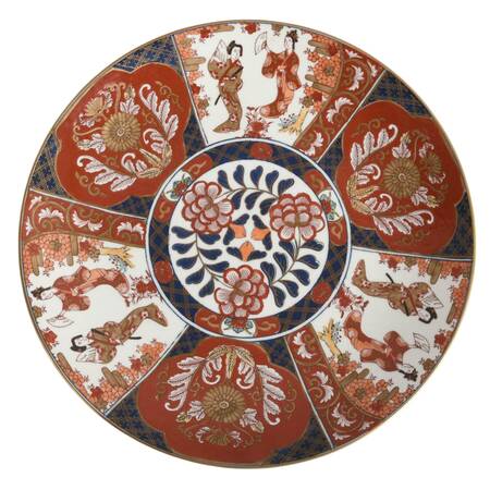 Japanese Arita-yaki Shuho-gama Blue and Red Gilt Porcelain Charger
