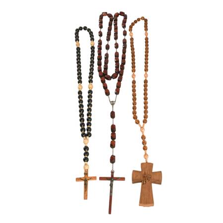 3 Large Wooden Rosaries for Wall Décor