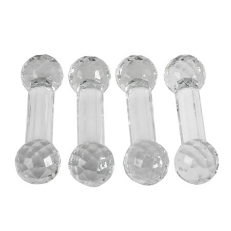 Set of Four Crystal Cut Glass Prism Dumbbell Knife Rest