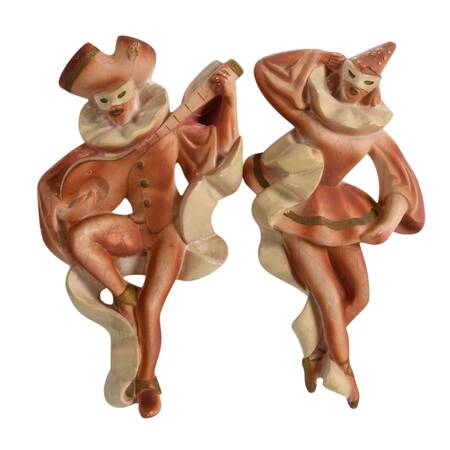 Mid-Century Pair of Miller Studios Chalkware Harlequin Dancers