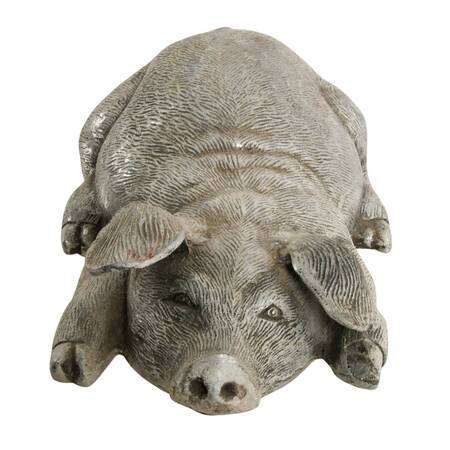 Large Cast-Iron Recumbent Pig Home Décor
