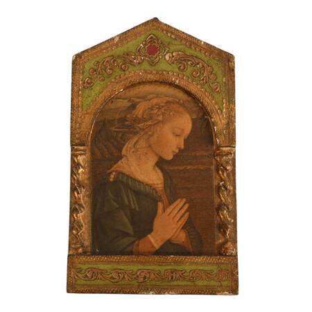 Florentine Giltwood "Adoration of the Virgin" Print After Fra Filippo Lippi