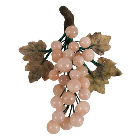 Victorian Hand-Carved Pink Stone Grape Cluster