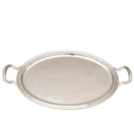 Italian Oval Silverplate Tray with Handles