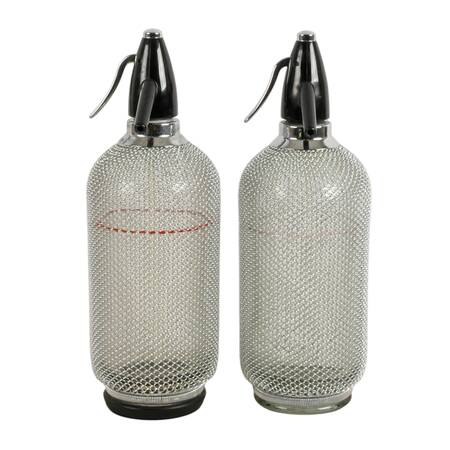 Vintage Pair of Czechoslovakian Merkuria Glass Soda Siphon Seltzer Bottles