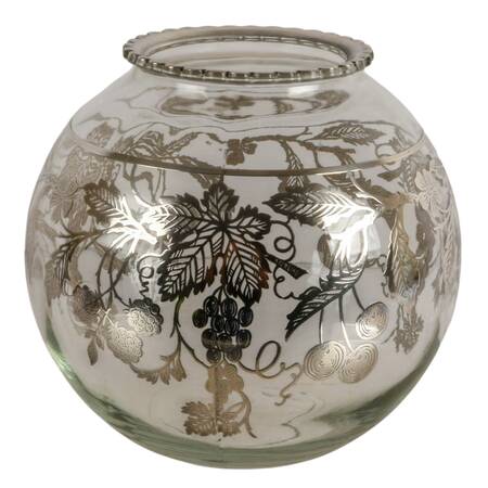 Antique Round Art Nouveau Silver Overlay Bowl