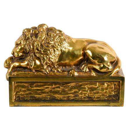 A&M Leatherlines Cast Brass Canova Lion Paperweight