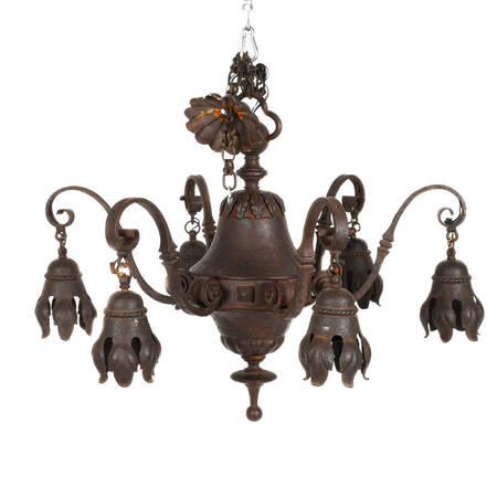 Gothic-Style Cast Metal Hanging Ceiling Light