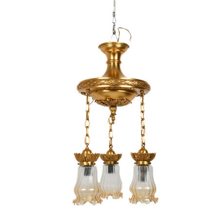 Gilt Art Deco Pan Ceiling Hanging Light