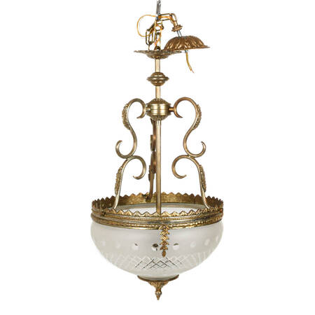 French Ornate Gilt Bronze and Cameo Glass Chandelier