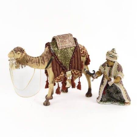 Large Porcelain Magi and Camel Figures
