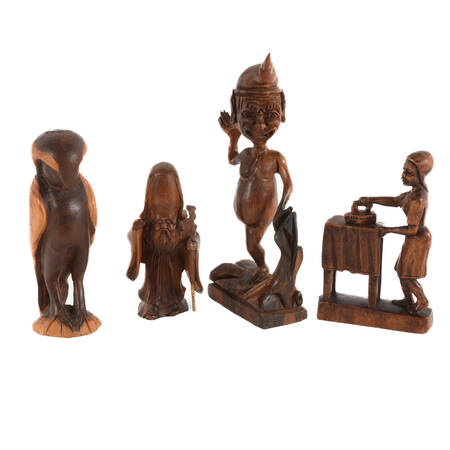 4-Piece Group of Carved Wood Figures