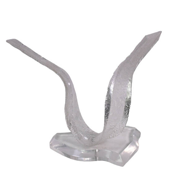 Clear Acrylic Bird Sculpture on Stand