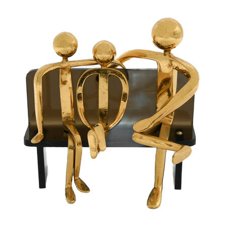 Metal Family on a Bench Sculpture