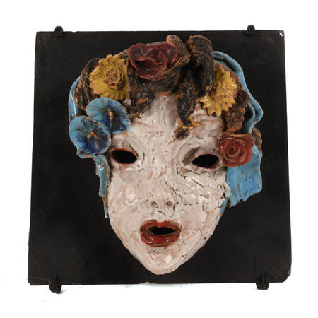 Figural Face Ceramic Sculpture