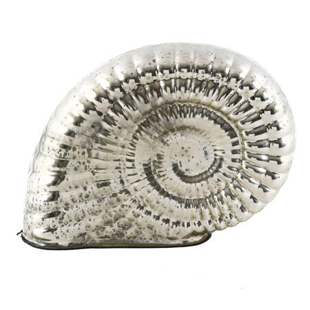 Silver Metallic Decorative Art Glass Nautilus Sculpture