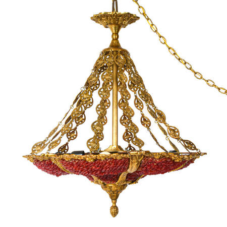Italian Bronze and Murano Glass Flowers Empire Chandelier