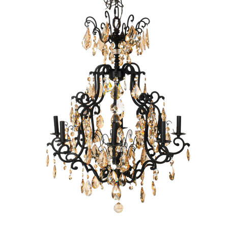 Black and Gold Prisms Eight Arm Chandelier