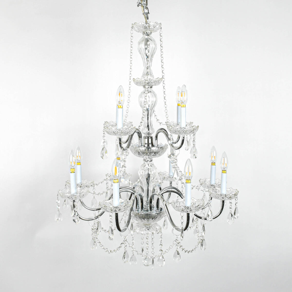 Crystal and Swag Prisms Eight Arm Chandelier