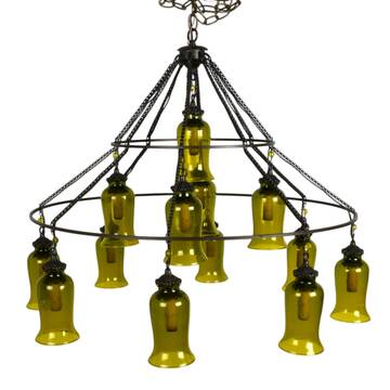 Spanish-Style Rustic Glass Hanging Chandelier