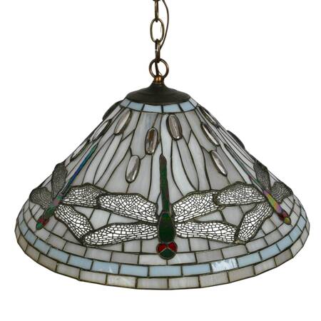 Tiffany-Style Stained-Glass Dragonfly Pendant Light