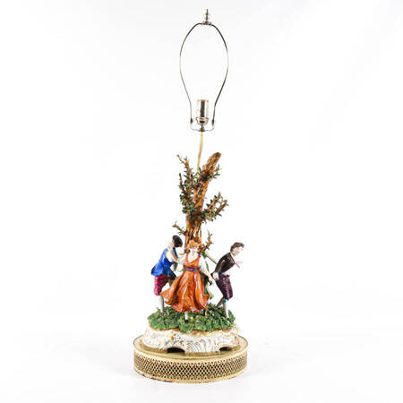 Antique German Porcelain "Ring Around the Rosie" Lamp
