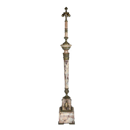 Antique Bronze and Alabaster Six Socket Torchère Floor Lamp